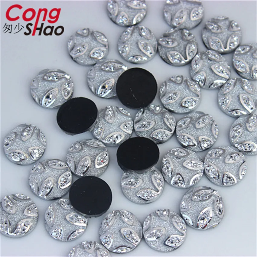 

Cong Shao 200Pcs 12mm silvery Color flatback Resin Round Rhinestone applique stones and crystals DIY Wedding Dress Button CS252C