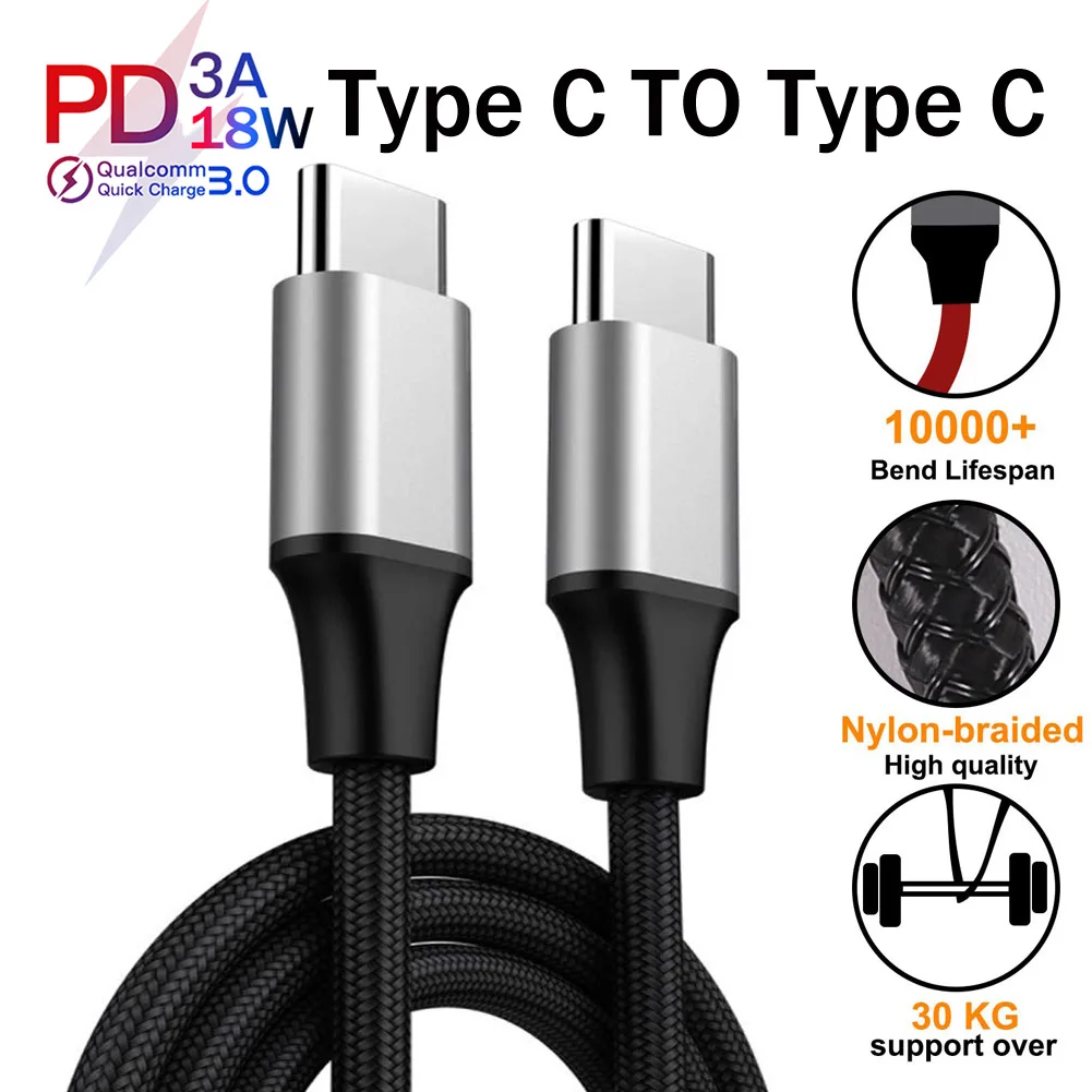Jetjoy USB C к USB C type C кабель Male to Male 3A PD кабель для быстрой зарядки данных зарядный кабель нейлоновый плетеный провод PD 18 Вт Быстрая зарядка
