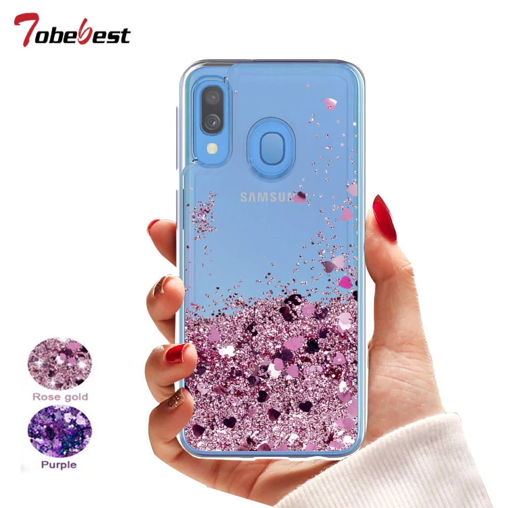 Блестящий Жидкий чехол для Samsung Galaxy A40 силиконовый Dynamic Qicksand Star Love |