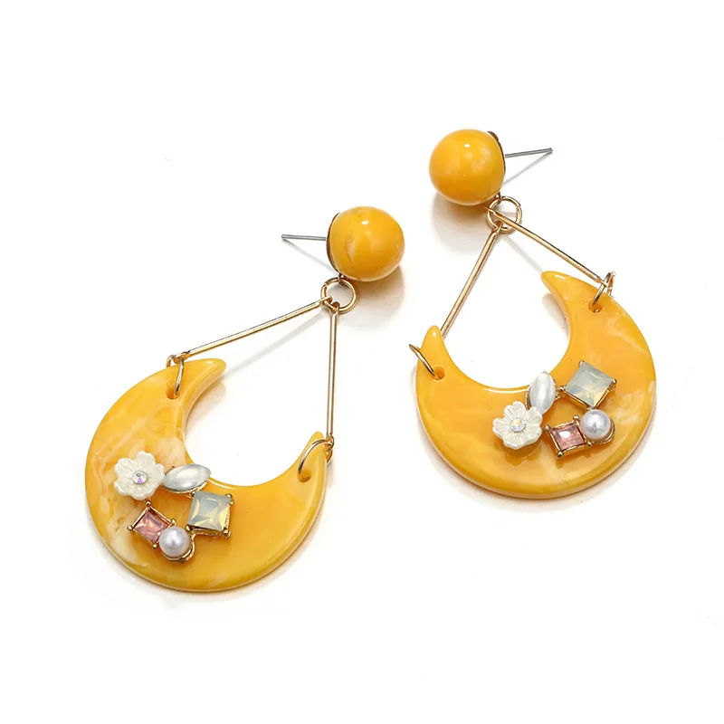 Женские серьги подвески с жемчугом цвет желтый синий коричневый|Серьги-подвески|
