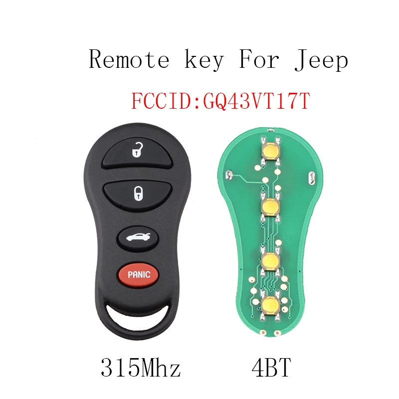 2 шт. * 4 кнопки 315 МГц дистанционный Автомобильный ключ для Jeep Liberty 2002 2003 2004 CHRYSLER DODGE