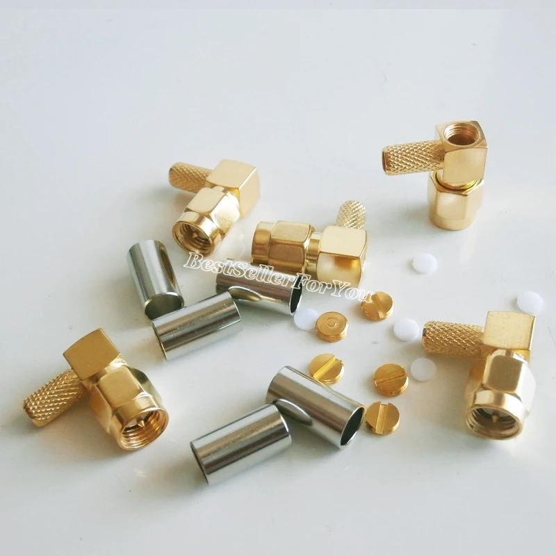 100 шт. коннекторы для кабелей RG58 RG142 RG400 LMR195|angle connector|angle plugsm plug |