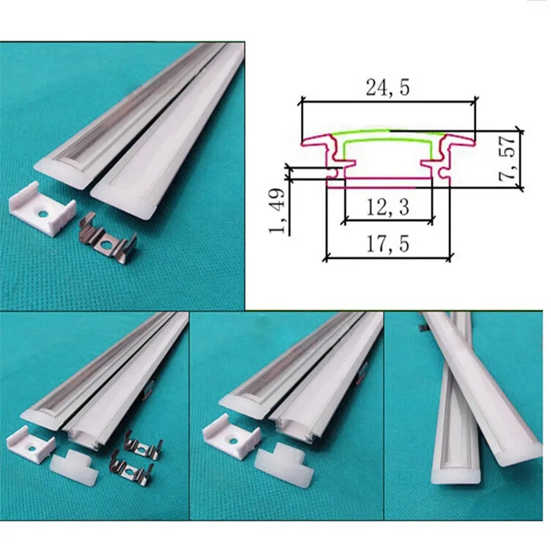 3-20pcs/Lot 20inch 0.5m Led Profile For 3528/5050/5630 Strip Aluminium Housing With Cover 12mm Hard Bar Channel AP-24.5x7 | Лампы и