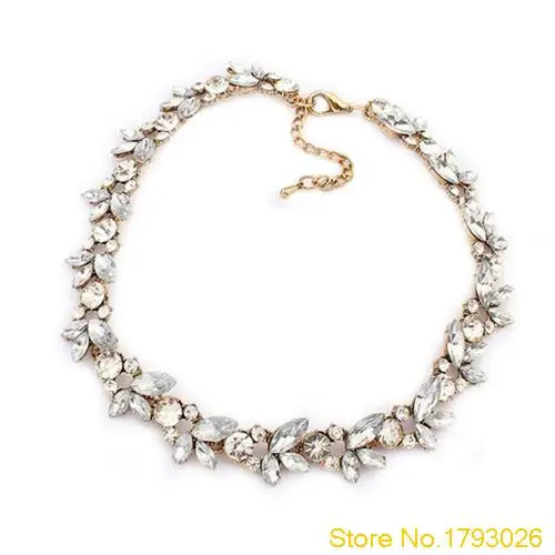 Fashion Luxury Crowd Clear Crystal Flower Bronze Metal Choker Necklace for Birthday Party 4U2N | Украшения и аксессуары