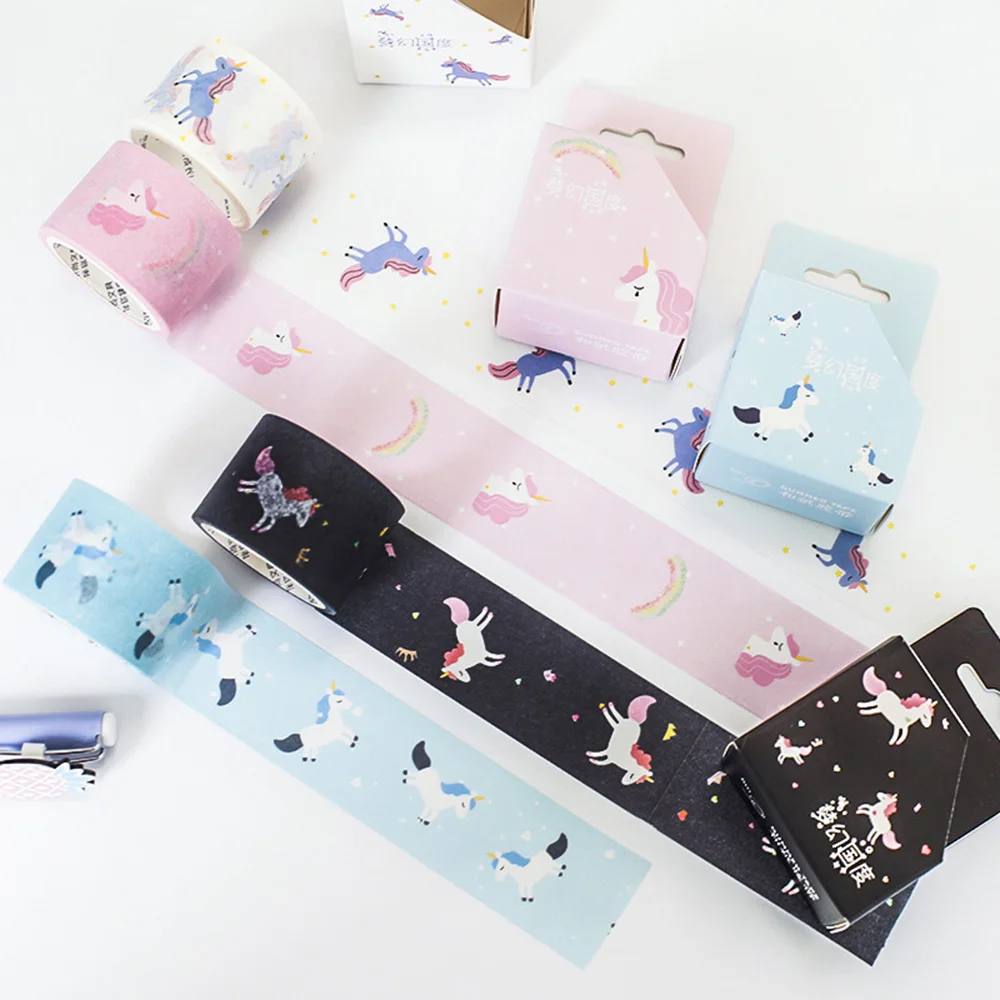 Симпатичная Маскировка Лента Kawaii Единорог васи лента декоративная клейкая лента для детей DIY Скрапбукинг дневник Альбомы для фото