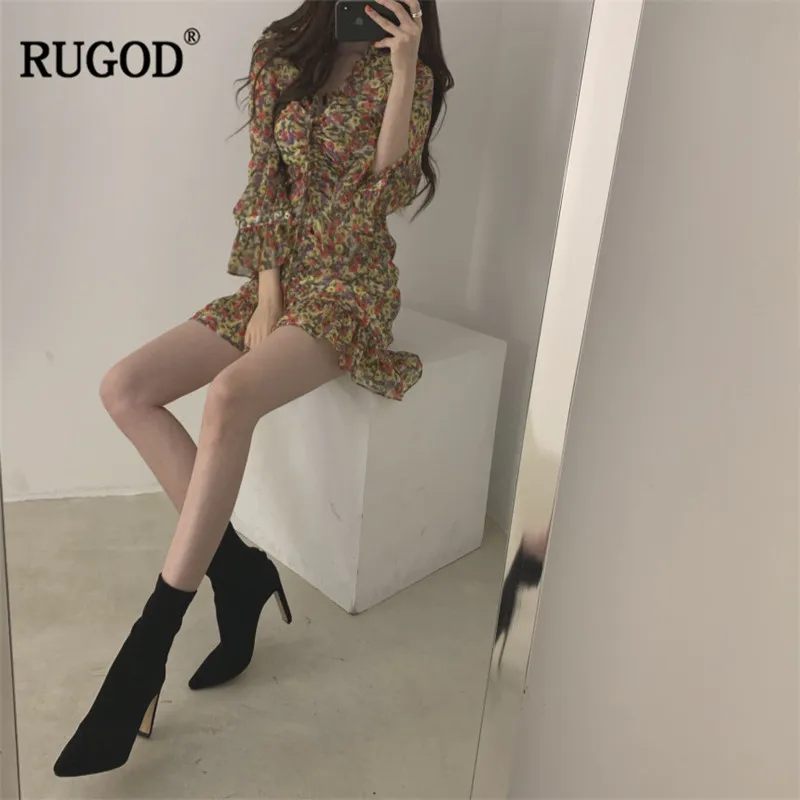 RUGOD/женское платье с цветочным принтом элегантное мини-платье в богемном стиле