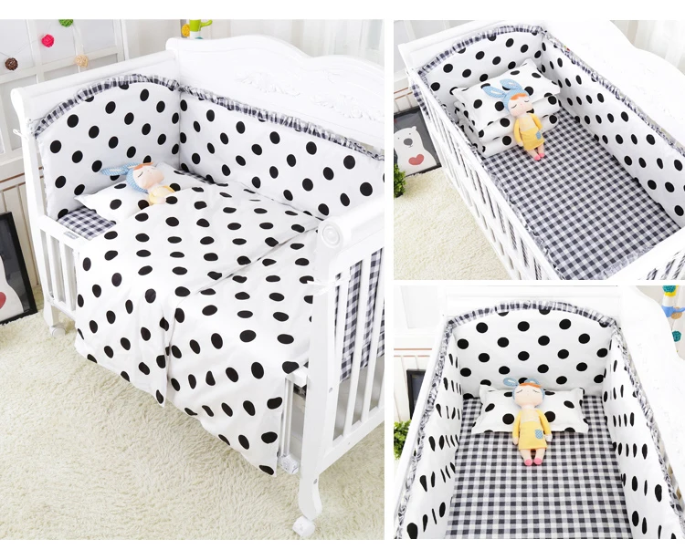 

Promotion! 6/9PCS dot Baby bedding sets Bed set cot kit de berço Bed linen children Crib bumpers Kids Bed Protector whole set