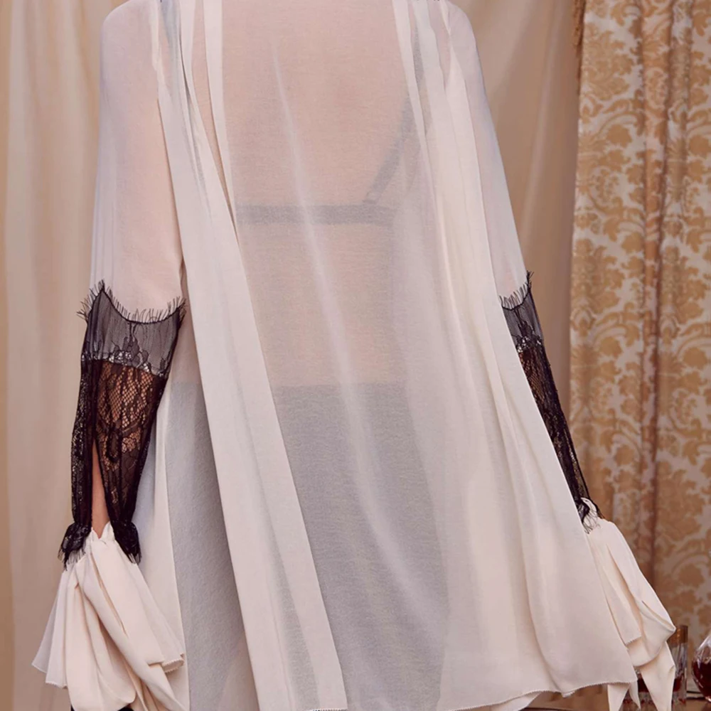 HYH haoyihui однотонные белые женские блузки кружева лоскутное глубокий v-образным