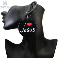 somesoor painted christian african women wood drop earrings i love jesus god afro ethnic jewelry for girls ladies gifts 1pair