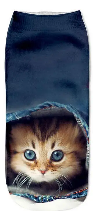 Модные Милые 3D короткие носки женские Харадзюку с принтом Kawaii Animal теплые