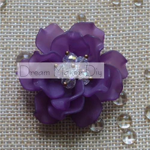 Dark purple rose 6 шт./лот, aprox, 40 мм, плоская задняя часть, стразы в виде листьев из смолы, цветочный дизайн для рукоделия, свадебные украшения, аксессуары для волос, сделай сам - Цвет: Dark purple rose