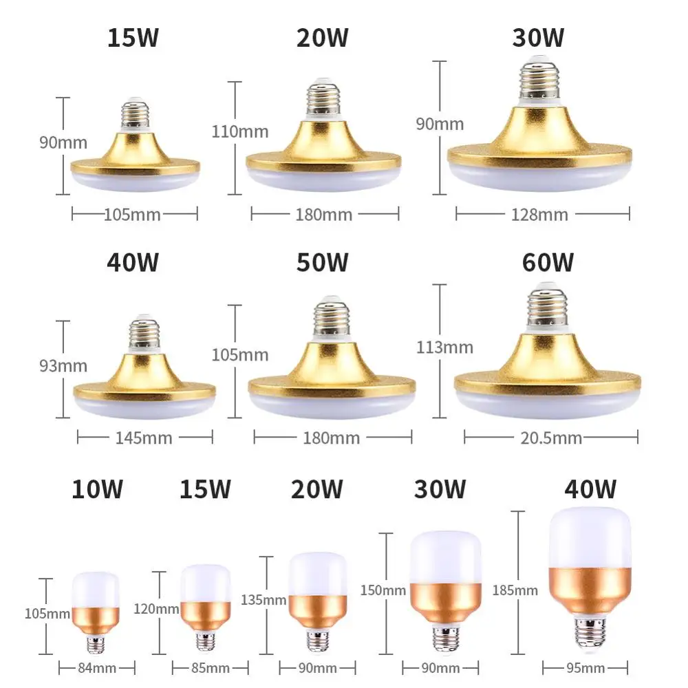 Светодиодная лампа E27 UFO 15W 20W 30W 40W 50W 60W Tri-proof 5730 Bombilla светодиодный Lamp 220V Spot