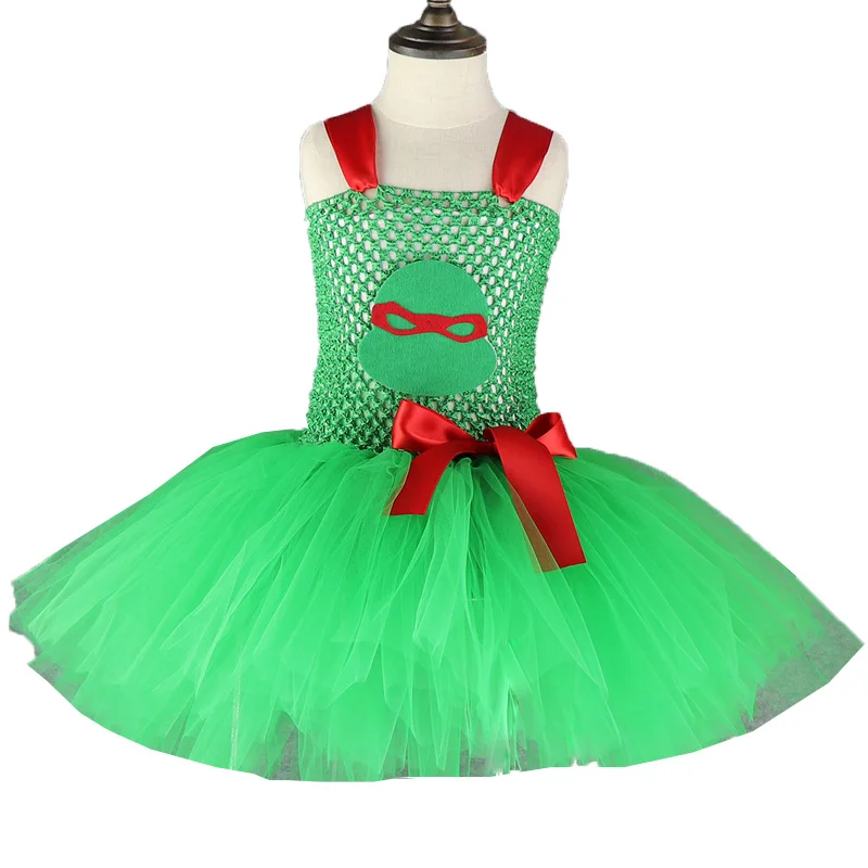 1 pcs red dress Зеленый костюм черепахи-ниндзя платье-пачка с черепашками-ниндзя для маленьких девочек летние мини-платья для девочек костюм на Хэллоуин для детей, одежда MK039 - Цвет: 1 pcs red dress