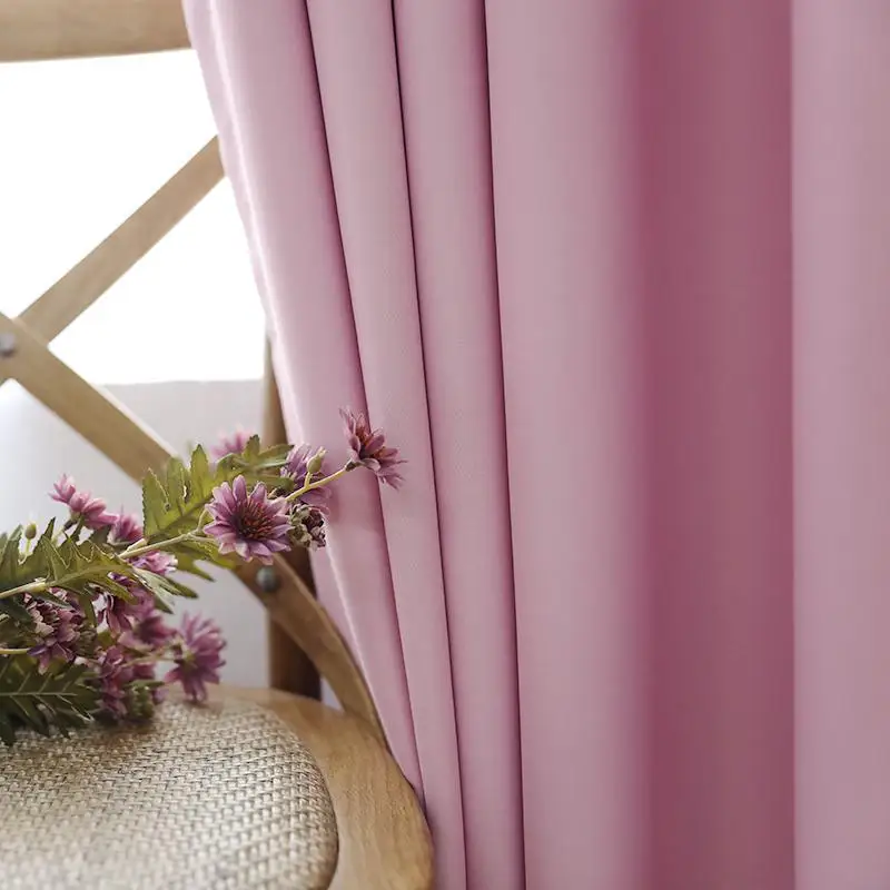 pink cloth Современная однотонная затемненная ткань se-mi, занавески для гостиной, спальни, оконные шторы, тюлевые шторы, занавески 092 и 30 - Цвет: pink cloth