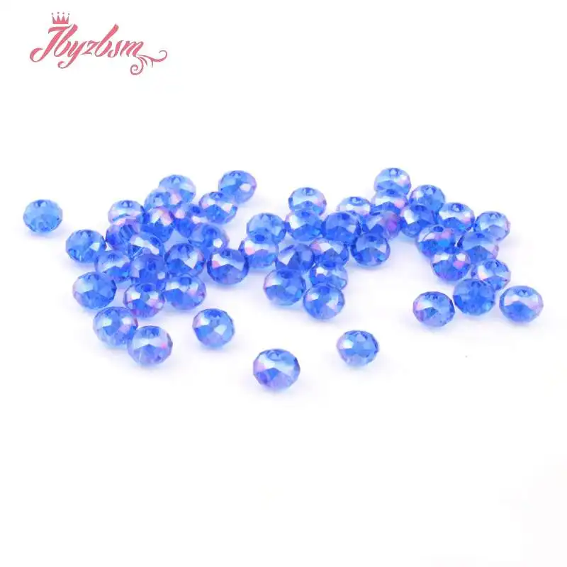 Light Blue AB Разноцветные 50 шт Австрийские хрустальные стеклянные бусины Rondelle, граненые свободные разделители для самостоятельного изготовления ювелирных изделий, ожерелье, бусины Breaclet 3*4 мм - Цвет: Light Blue AB