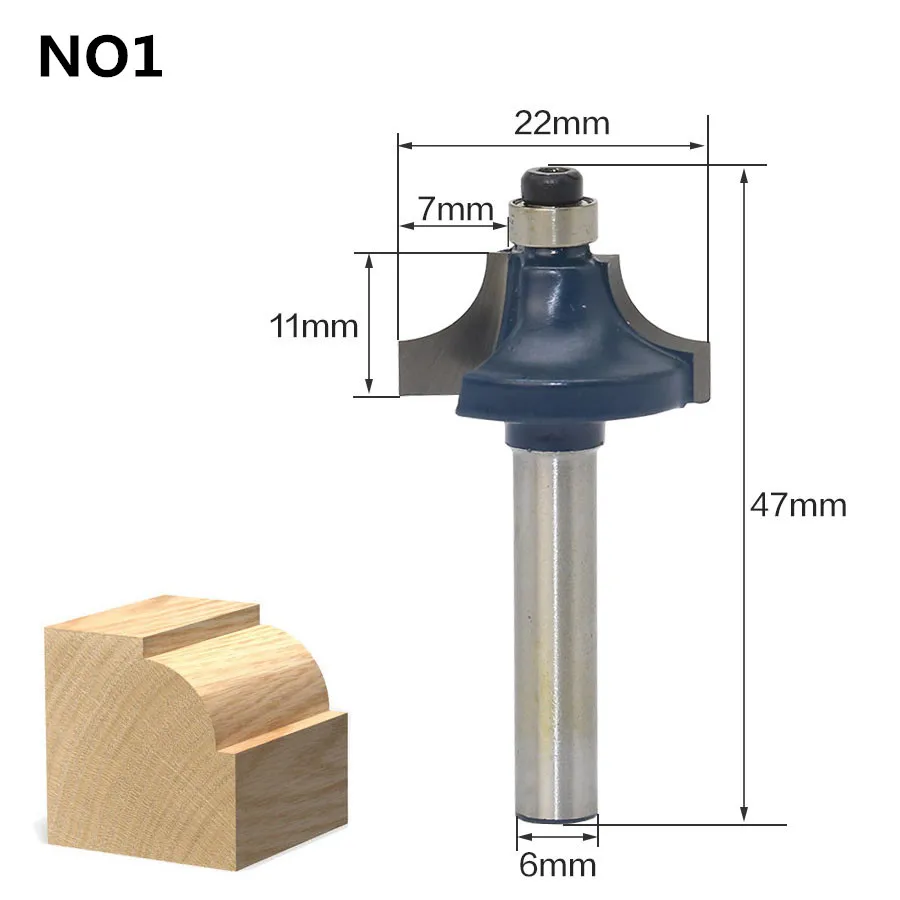 1Pc 6mm Shank 2 Flute Corner Round Over Router Bit With Bearing Tungsten Carbide Tools Bits For Wood | Инструменты