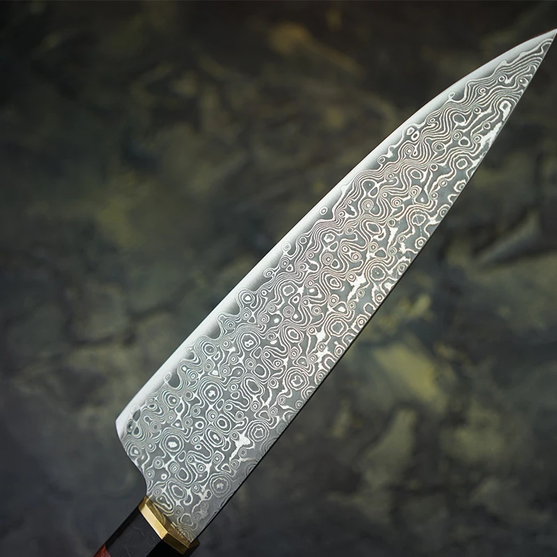 Японский нож шеф повара FZIZUO из дамасской стали ножи Santoku с ручкой оливкового