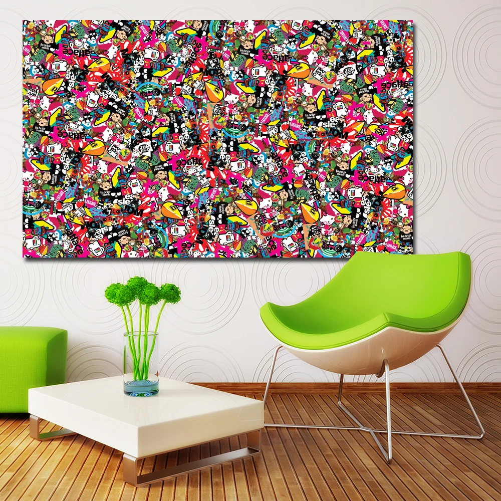 Самоотверженно Абстрактная живопись Красочные Стиль Wall Art принты Картина на