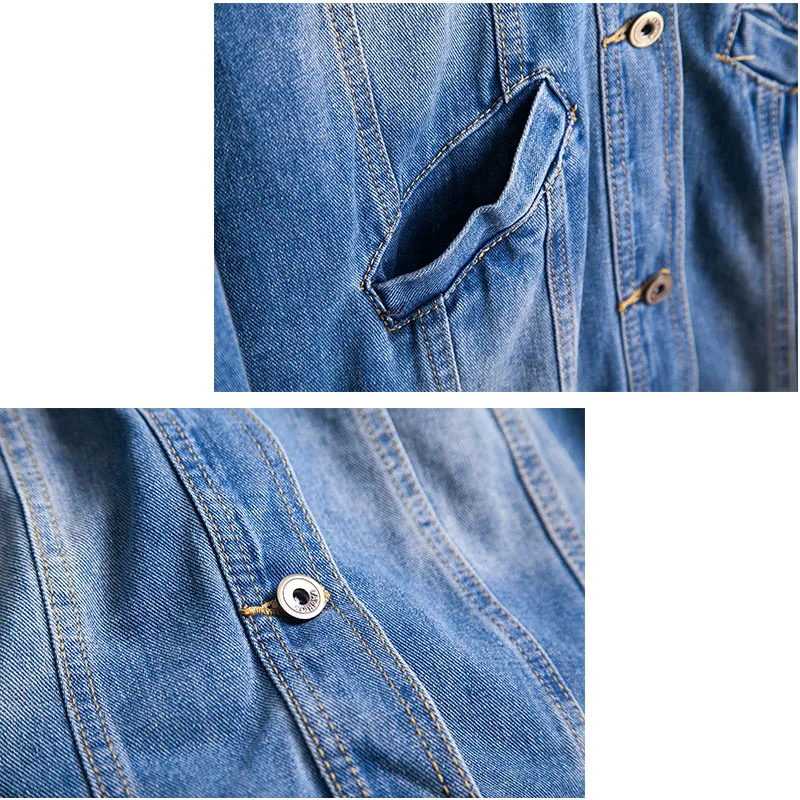 Куртка джинсовая женская в стиле бойфренда с рваными отверстиями длинная