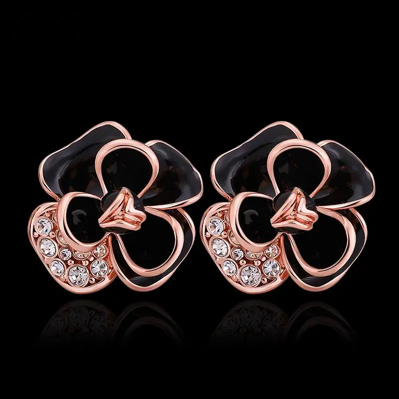 Fashion Jewelry 18K Gold Plated Earrings Austrian Crystal Flower Engagement For Women E939 | Украшения и аксессуары