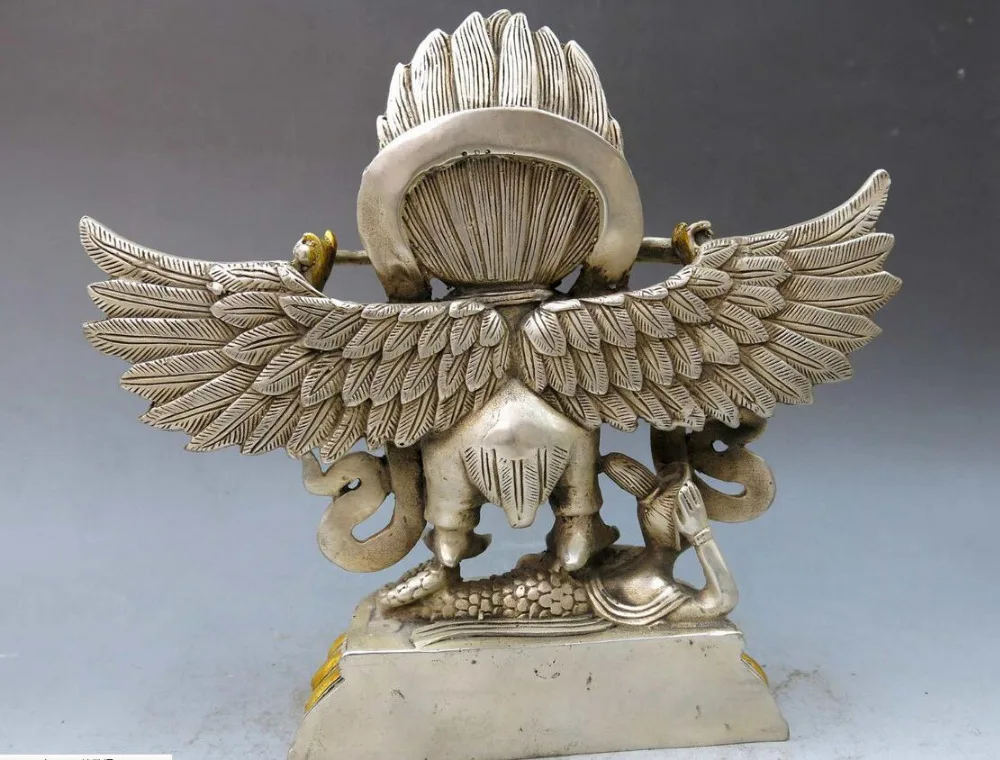 8&quot China hand-made silver gild carved buddhism redpoll buddha sculpture Statue | Дом и сад