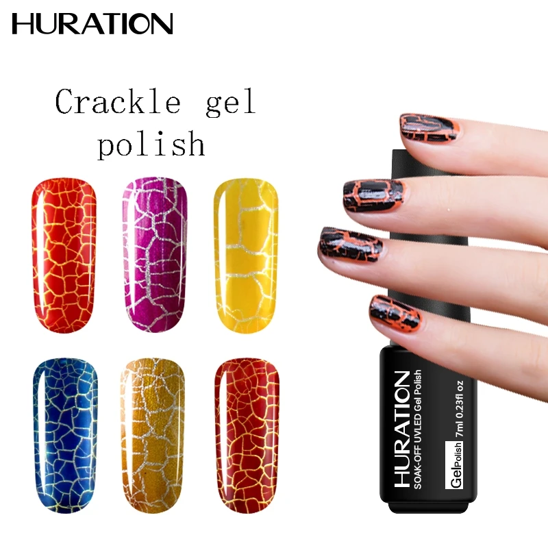 Гель лак Huration ноготь с эффектом трещин UV LED 12 цветов замочить от Vernis