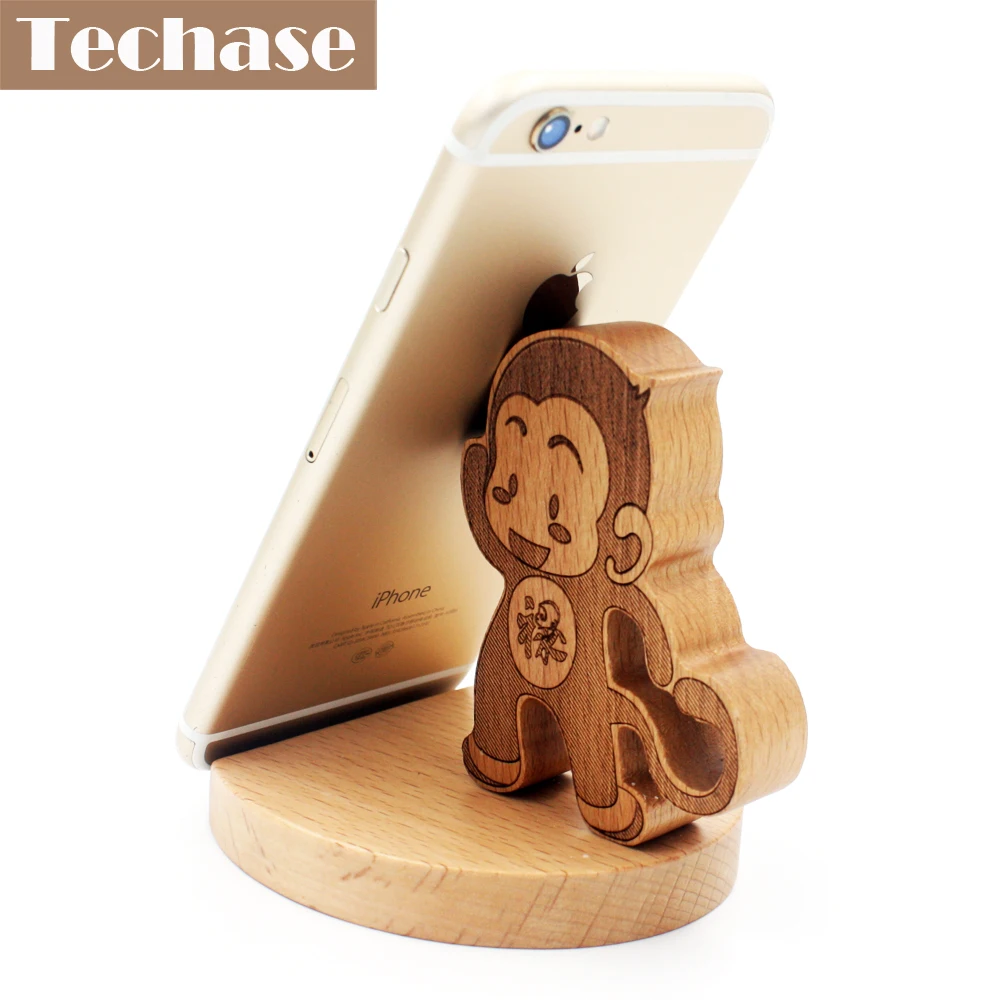 Techase деревянные аксессуары для телефона дизайн обезьяны держатель твердый