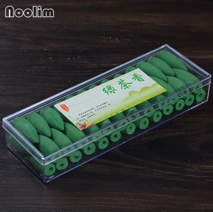 Green tea 52 шт./кор. обратного Ладан конусов негабаритных натуральный Ладан 10 ароматы жасмина бледно-лиловый сандаловое дерево Зелёный чай Роза Цветной дыма - Цвет: Green tea