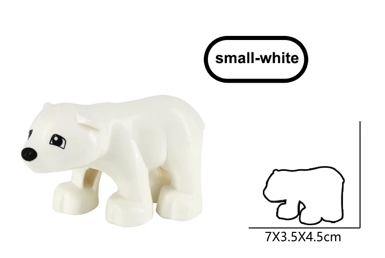 little white bear Duplo животные дикие животные серии строительные блоки аксессуары Лев Леопард Тигр Медведь обезьяна Олень жираф Пингвин Зебра режим игрушки - Цвет: little white bear