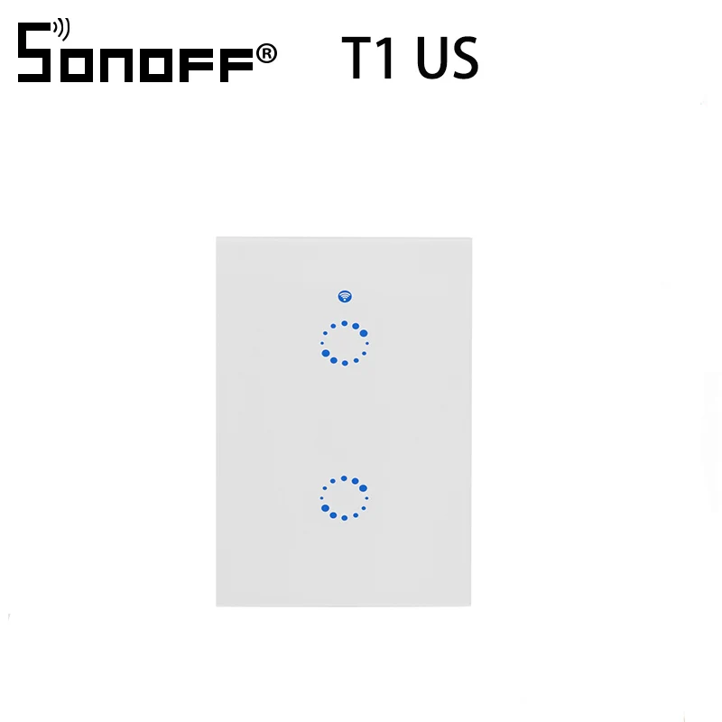 T1 US 2 Gang Sonoff T1 США ЕС Великобритания умный Wifi настенный светильник переключатель 1 2 3 сенсорный/WiFi/315 RF/APP пульт дистанционного управления умный дом настенный сенсорный переключатель работает с Alexa - Комплект: T1 US 2 Gang
