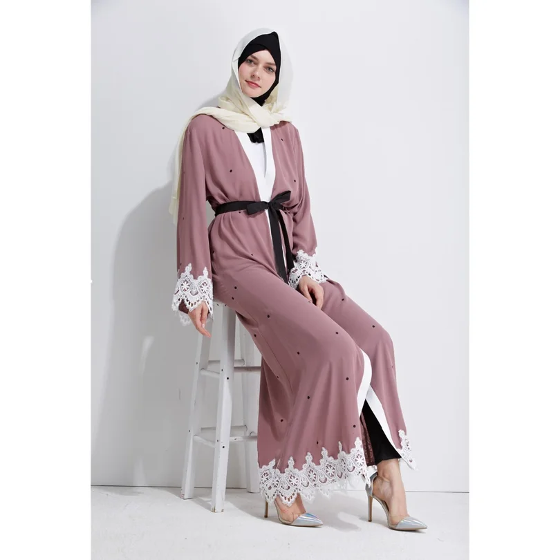 2018 Новый взрослый Повседневное КРУЖЕВНОЙ ХАЛАТ мусульманин турецкий Дубайская