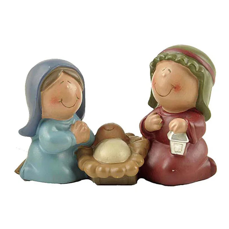 Polyresin семья Иисуса Baby Born Рождества набор статуя Мэри миниатюры Fugurines православный ковчег Covenant Marie Joseph церкви