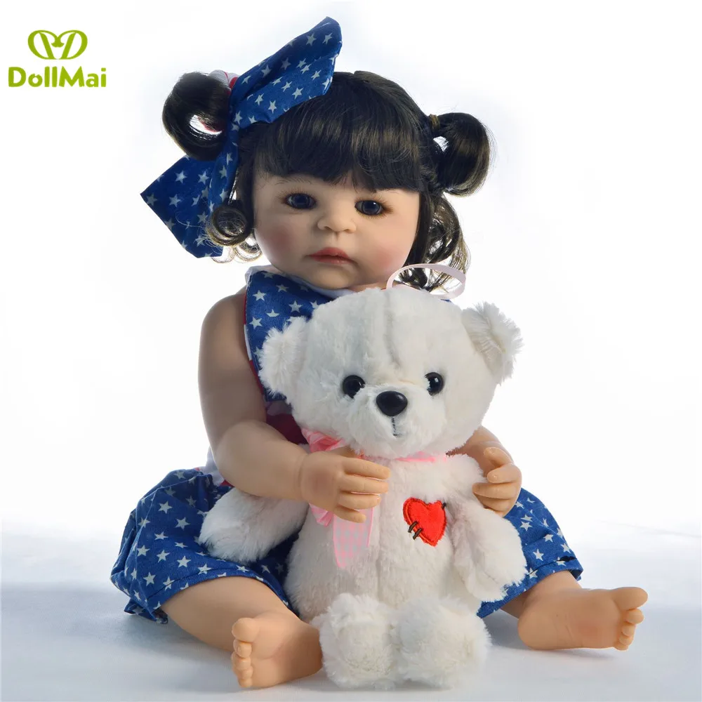 

Силиконовая виниловая кукла для новорожденных, 55 см, с коричневыми глазами