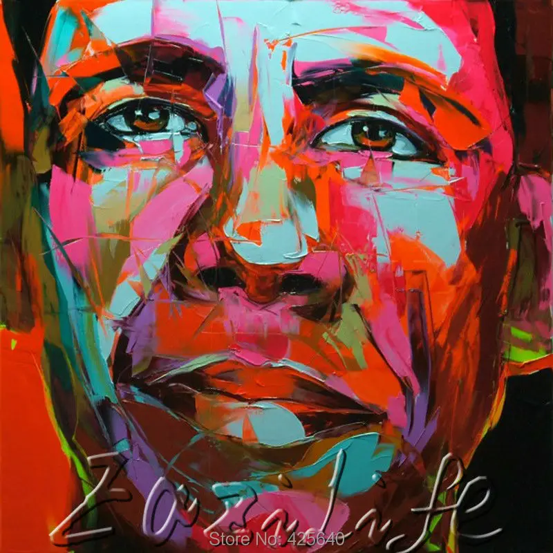 Palette knife portrait Face Oil painting christmas figure canva Hand painted Francoise Nielly wall Art picture21 | Дом и сад