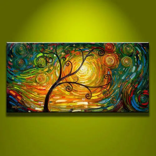 Ручная работа современное высокое качество большое дерево декор на стену картина маслом на холсте Абстрактная для гостиной wkh226