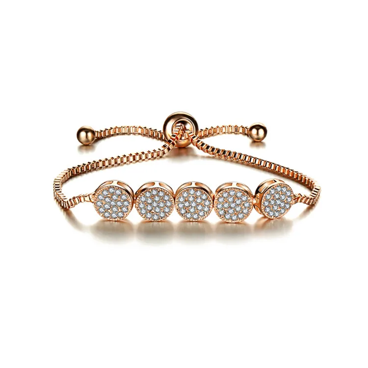 17 КМ Кристалл Дизайн Регулируемые Браслеты Для Женщин Мужчины Pulseras Mujer Свадебные Кристалл Браслет Старинные Ювелирные Изделия браслет мужской спинеры для рук красная нить подарок напульсник раколовка - Окраска металла: Rose Gold Color