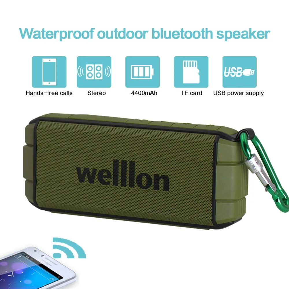 Welllon BT 4.2 IPX6 Водонепроницаемый Bluetooth Динамик Открытый прочный Портативный