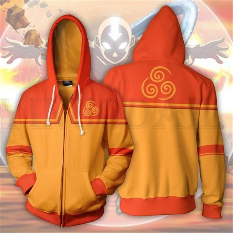 Аниме толстовки для мужчин и женщин толстовки на молнии Аватар Airbender 3d принт с капюшоном куртка для мальчиков Harajuku уличная Косплей