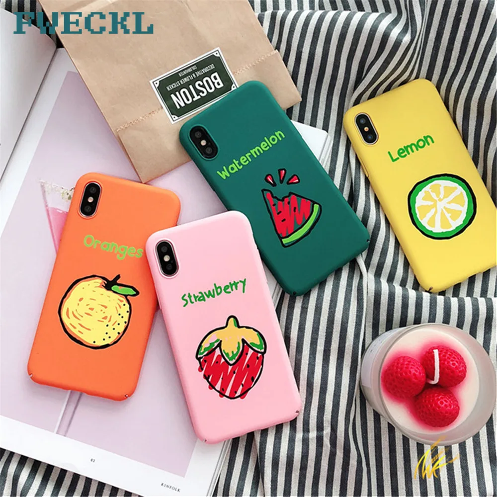 Summer fruit Strawberry watermelon Orange lemon Cartoon Pattern Phone Case For iPhone 6 6S Plus 7 8 X 10 Hard PC Cover Capa |