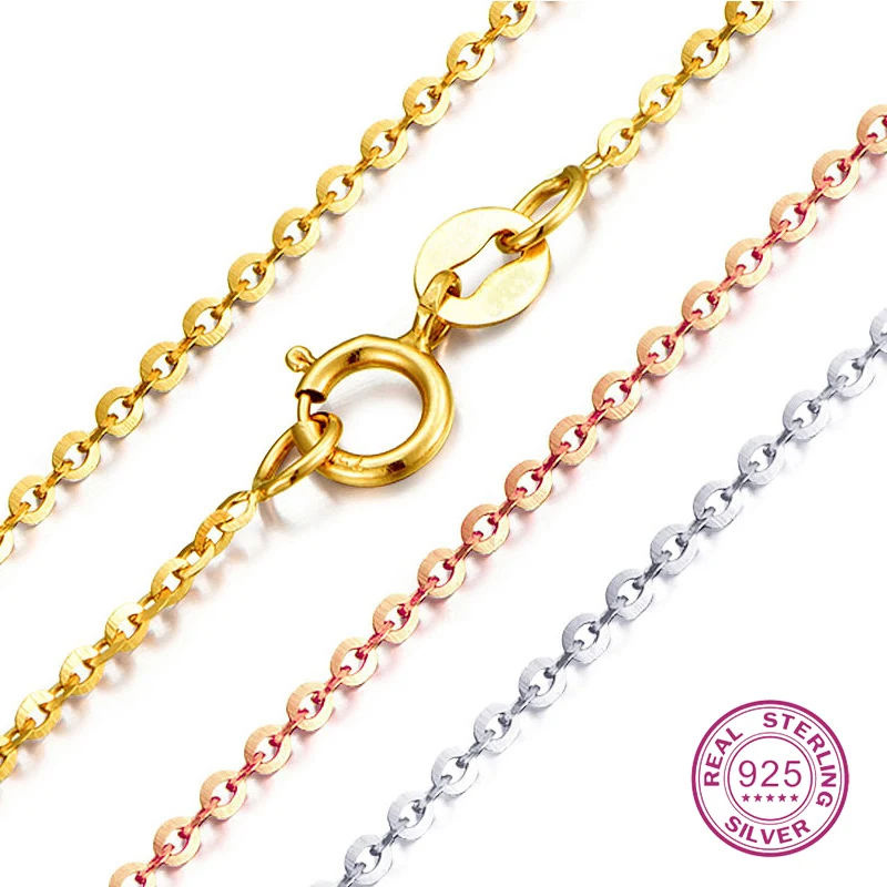 

925 Sterling Silver Simple Woman And Man Necklace O Chain White Yellow Rose Matched For Any Pendant Hot Sale Gift For Girl