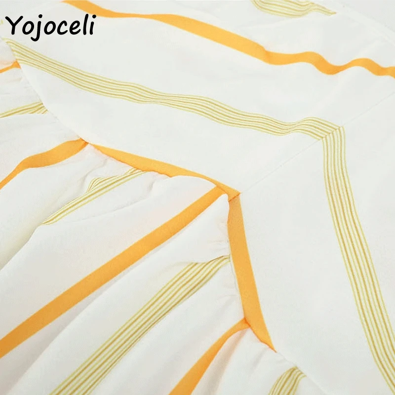 Yojoceli шикарное Полосатое богемное пляжное платье женское повседневное рюшами
