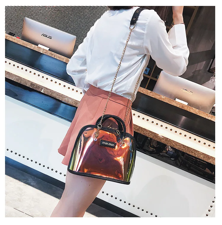 Женская прозрачная сумка Кроссбоди с золотыми цепочками для лета 2019|Сумки