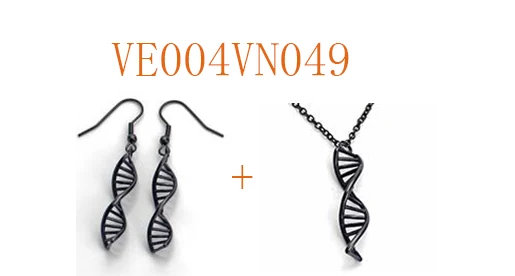 One set black VE004, Двойные серьги-спирали, женские титановые висячие серьги, милые серьги Brinco, биология, Научная тематика, ювелирное изделие, подарок для девушек - Окраска металла: One set black
