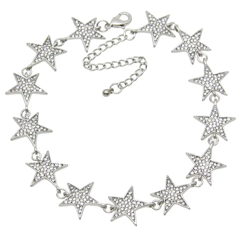 Silver UKEN, стразы, Звездный воротник, чокеры, ожерелье, массивные ювелирные изделия, роскошное Макси ожерелье s для женщин, Torques Bijoux Femme N4183 - Окраска металла: Silver