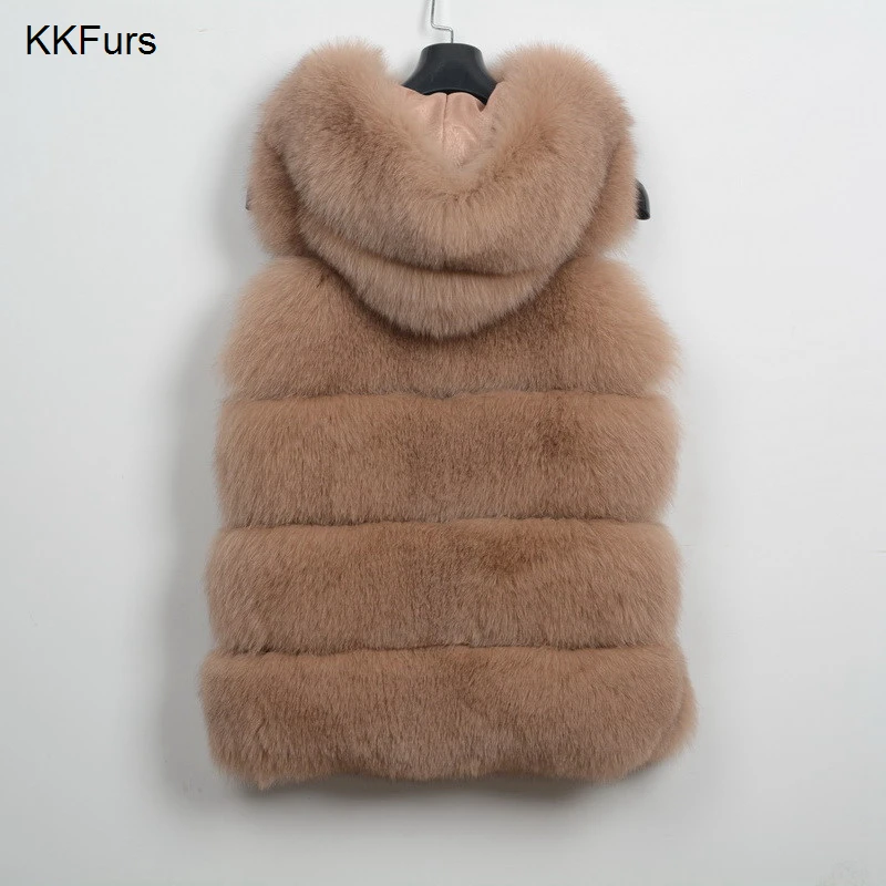 JKKFURS жилет из натурального меха с капюшоном женская зимняя жилетка женская модная меховая жилетка Розничная S1715