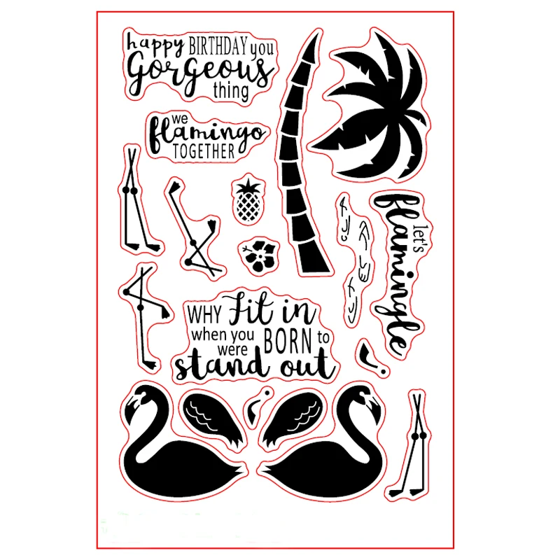 Лето кокосовое дерево Фламинго ананас прозрачные штампы для скрапбукинга