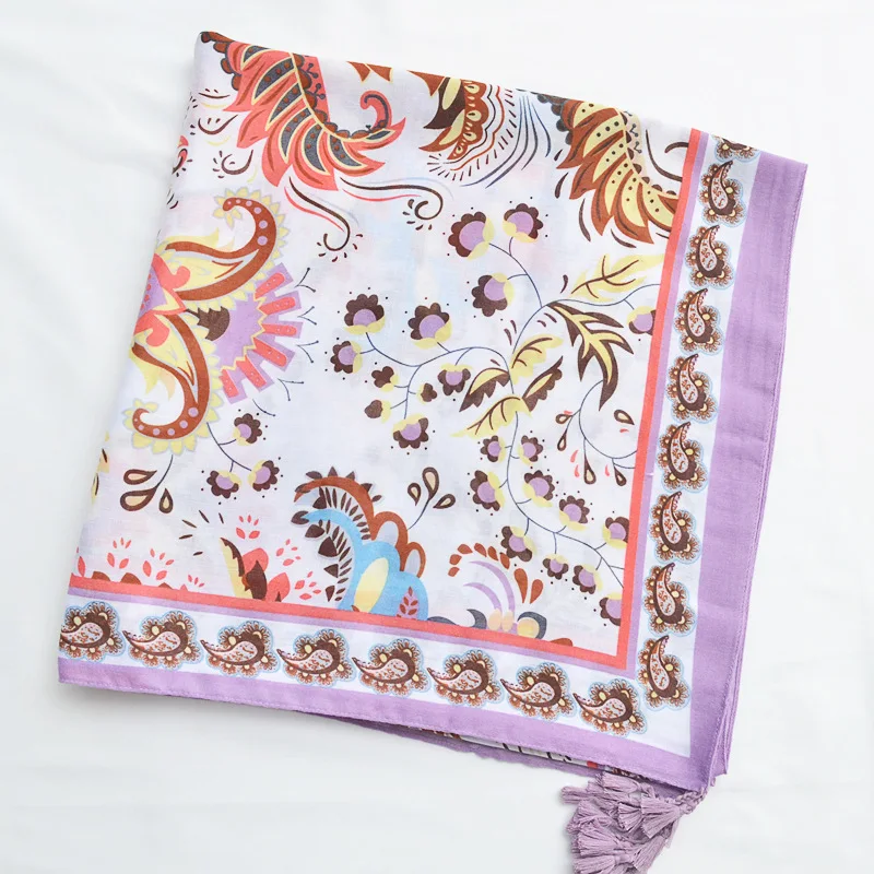 

2019 Fashion Cotton Paisley Tassel Scarf Shawls Trendy Floral Beach Scarves Wraps Hijab Wholesale 10pcs/LOT Free Shipping