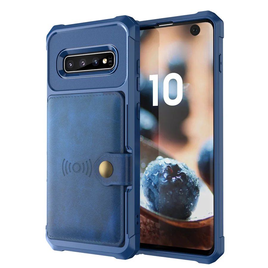 Синий Чехол-Кошелек IQD для Galaxy S10 Plus S10e, роскошный автомобильный Магнитный чехол для samsung Galaxy Note9 S9 Plus, кожаный чехол, защитный чехол на заднюю панель с отделением для карт - Цвет: Синий