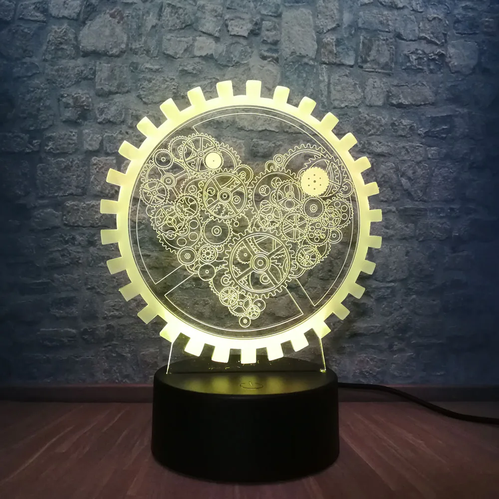 Романтический 3D инновационный гаджет Механическая Шестерня любовь ночной