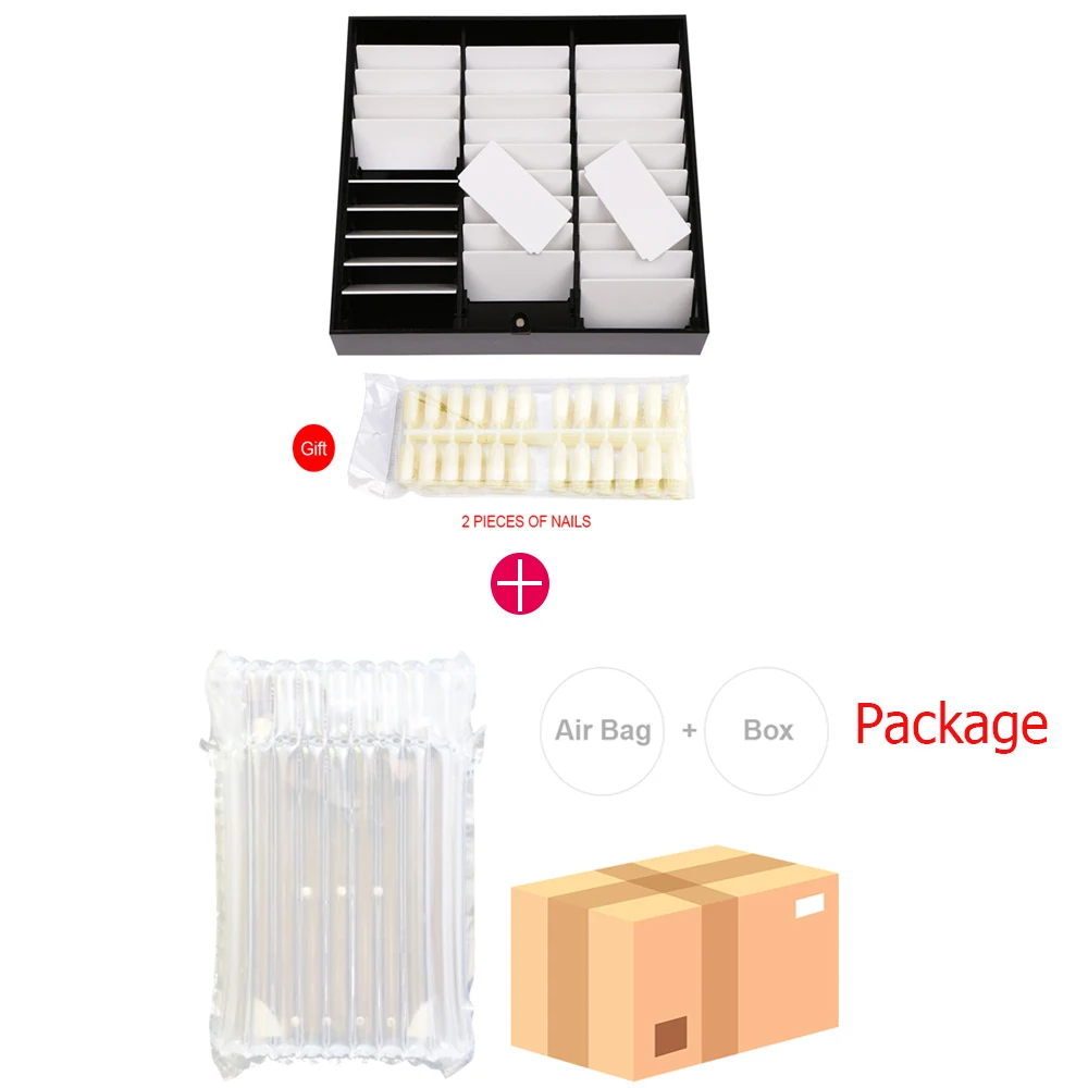 black Nail Storage Box Fake Nail Tips Color Display Holder Nail Decoration Storage Box for Nail Art Decoration Container Display - Цвет: black